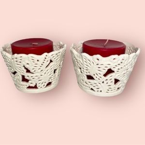 3/$10 K F Candle Holders 4.75” Butterfly Ceramic